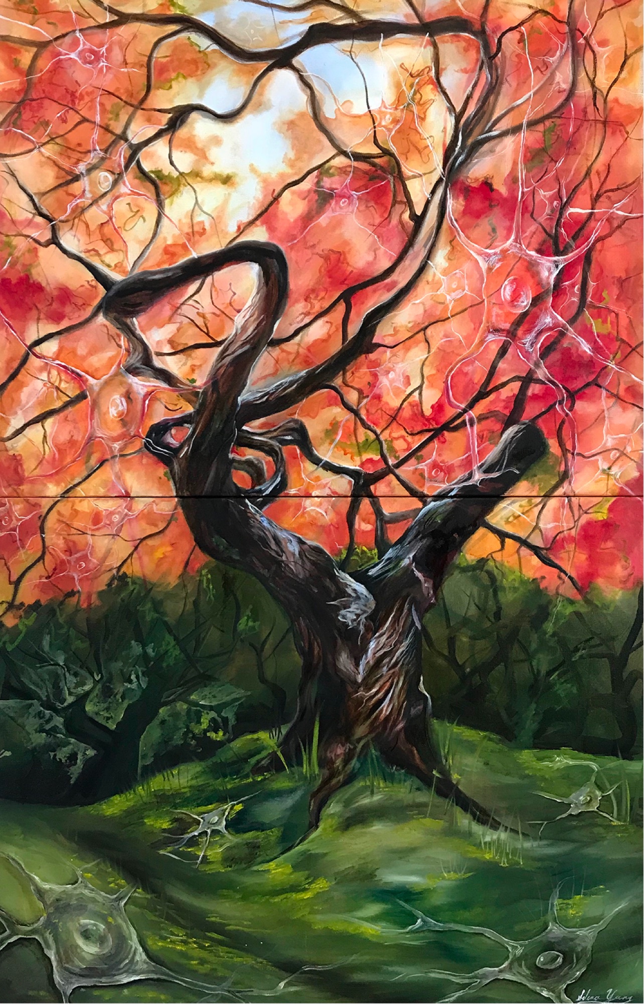 Neuron Tree, an acrylic painting by Selena Yang